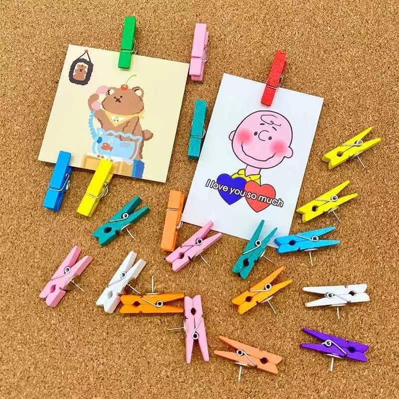 คลิปไม้สร้างสรรค์ I-Shaped เล็บคลิปไม้น่ารัก Pushpin กดเล็บ Cork Board คงที่ภาพผนังข้อความ Felt BOARD สีโปร่งใสคลิป