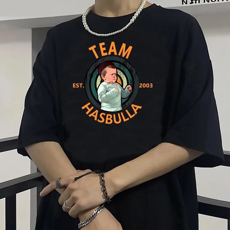 Fighting Team Hasbulla T Shirt Men Funny Harajuku Grunge T-shirt Cartoon Unisex Tops Graphic Tees St