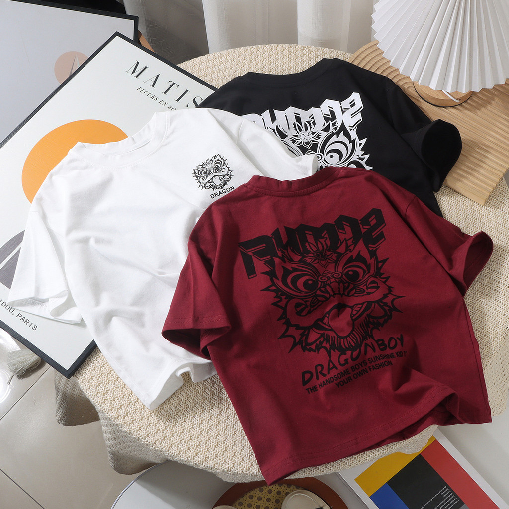[ML] เสื้อยืดแขนสั้น 100-170 ซม. แฟชั่นฤดูร้อน สําหรับเด็กผู้ชาย