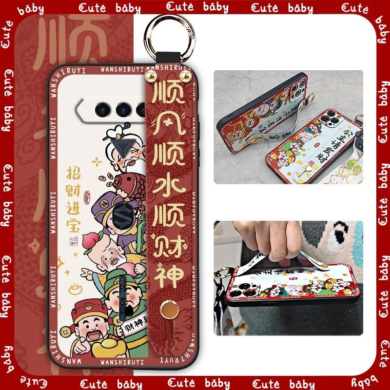 Durable Cartoon Phone Case For Xiaomi Black Shark4/4Pro/4S/4S Pro Wristband Anti-dust protective Back Cover ring Soft case