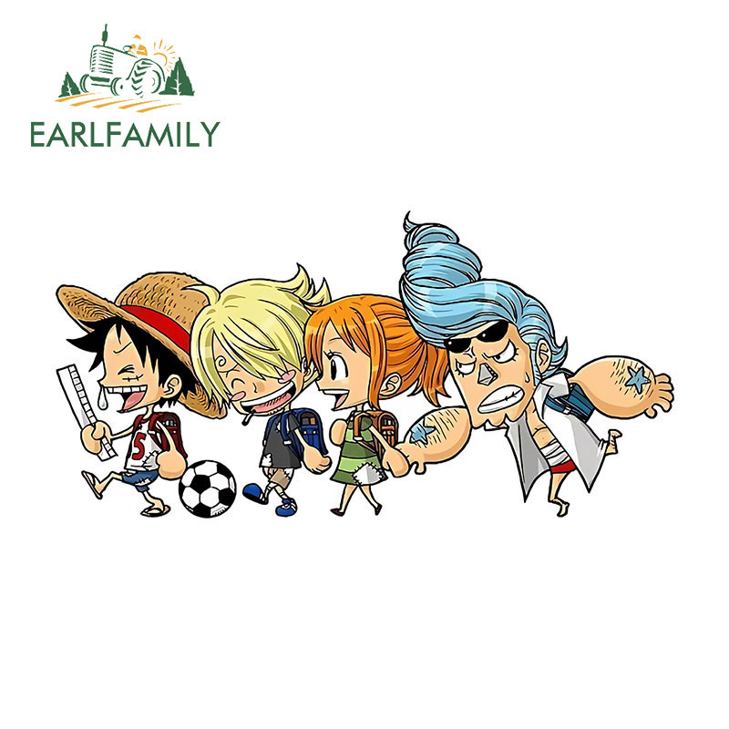 Earlfamily สติกเกอร์ไวนิล ลายการ์ตูน One Piece กันน้ํา สําหรับติดตกแต่งรถยนต์ 13 ซม. x 6.5 ซม.