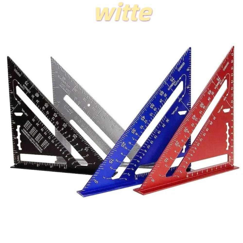 Witte ไม้บรรทัดสามเหลี่ยม ไม้โปรแทรกเตอร์วัดมุม อะลูมิเนียมอัลลอย ขนาด 7 นิ้ว สําหรับงานไม้