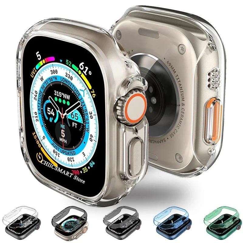เคสกันรอยหน้าจอ PC แบบแข็ง สีโปร่งใส สําหรับ Apple Watch Ultra 2 49 มม. 45 มม. 41 มม. iwatch serie 9 8 7