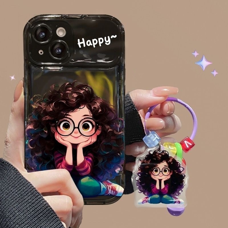 เคสโทรศัพท์มือถือกระจก กันตก ลายผู้หญิงสี่สี พร้อมขาตั้ง สําหรับ iPhone 15 Pro Max 15 Plus 14 Pro Max 14 13 Pro Max 12 Pro Max 11