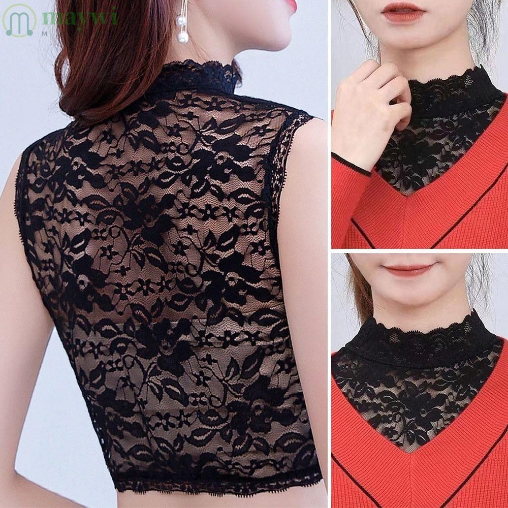 Maywi ปกเสื้อปลอม ลูกไม้ คลาสสิก ลายดอกไม้ สไตล์วินเทจ