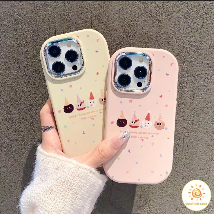 เคสโทรศัพท์มือถือลายการ์ตูนตุ๊กตาหิมะสี่ตัวโครงชุบด้วยไฟฟ้าไอโฟน11 For iPhone12 13 14 15Pro MAX X XS XR XS 8Plus SE2020