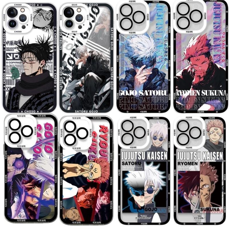 เคสโทรศัพท์มือถือ ซิลิโคนนิ่ม ใส กันกระแทก กันรอยกล้อง ลายอะนิเมะ Jujutsu Kaisen Gojo Satoru Ryomen Sukuna สําหรับ iphone 15 Pro Max 11 12 13 14 Pro Max