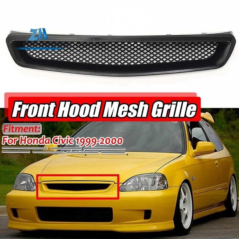 Ek กระจังหน้ากันชนหน้า สีดํามันวาว สําหรับ Honda Civic EK CX DX EX HX LX Type R 1999-2000