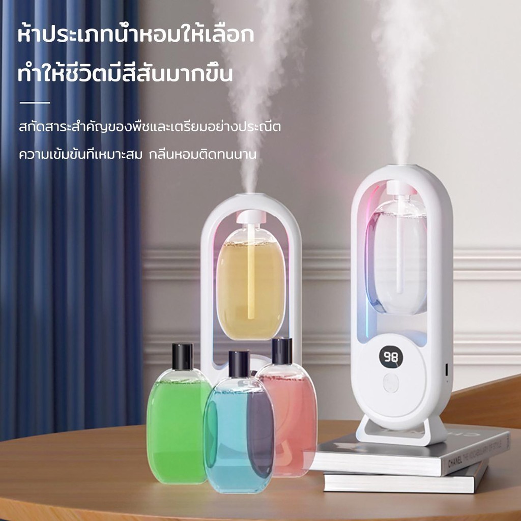 เครื่องพ่นน้ำหอมอโรม่า แบบชาร์จไฟได้ ปริมาณน้อย กระจายกลิ่นหอมยาวนาน เครื่องพ่นน้ำหอมอัตโนมัติ