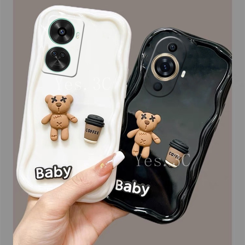 ใหม่ เคสโทรศัพท์ Case Huawei Nova 12s 12i 12 SE 11i 11 Pro 10 Pro SE 9 SE เคสโทรศัพท์ มือถือแบบนิ่ม กันกระแทก ลายการ์ตูนหมีกาแฟ 3D พร้อมตุ๊กตา แฟชั่น สําหรับ 2024