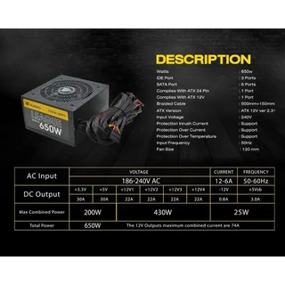 ส่งด่วน PSU NUBWO LEAGUE NPS-020 650W NPS650 BLACK / WHITE POWER SUPPLY