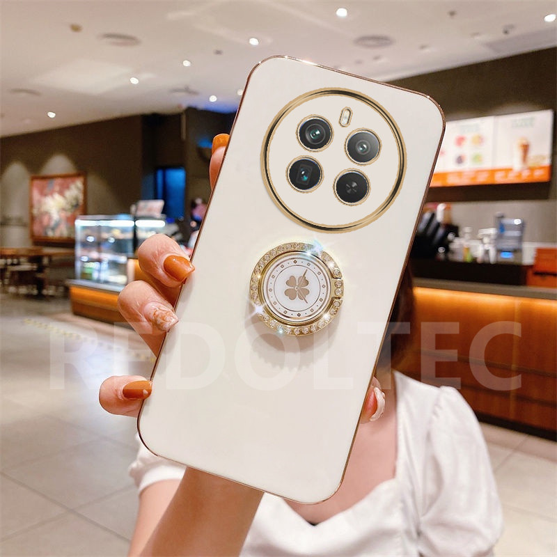 เคสโทรศัพท์มือถือชุบไฟฟ้า แบบนิ่ม พร้อมแหวนขาตั้ง หรูหรา สําหรับ Realme 12 Pro Plus 12 Plus 12 12x 5G 2024 12 Pro+ 12+ 12Plus 12ProPlus 12Pro 5G 12x
