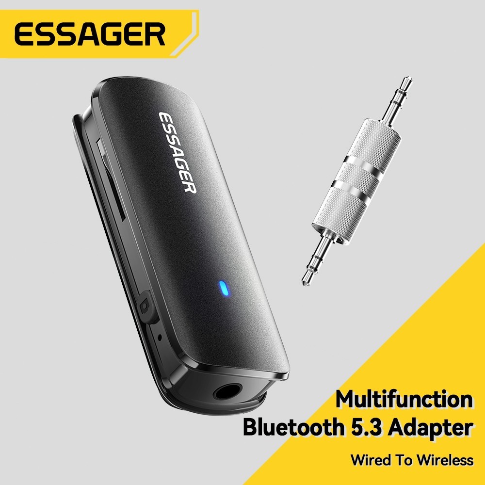 Essager ตัวแปลงบลูทูธ V5.3 Type-C 3.5Mm ช่องบัตร TF สายออดิโอตัวแปลงบลูทูธอเนกประสงค์สำหรับโทรศัพท์แล็ปท็อป