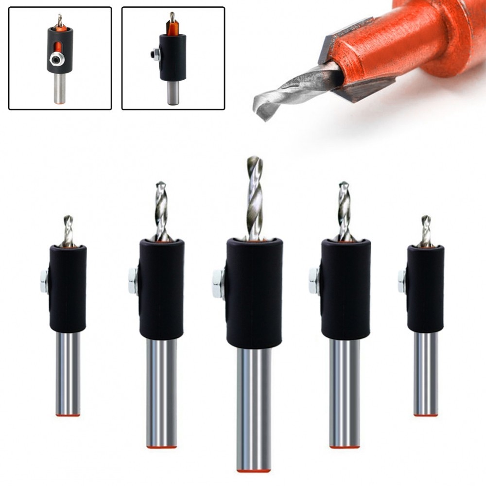 Countersink Drill Bit for Woodworking with Drill Stopper and Adjustable Collar
