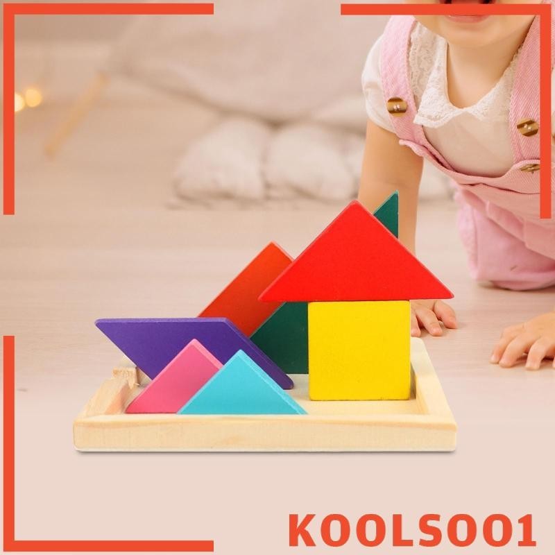 [Koolsoo1] บล็อกไม้ปริศนา รูปแทนแกรม สําหรับเด็กผู้ชาย ผู้หญิง อายุ 4-8 ปี