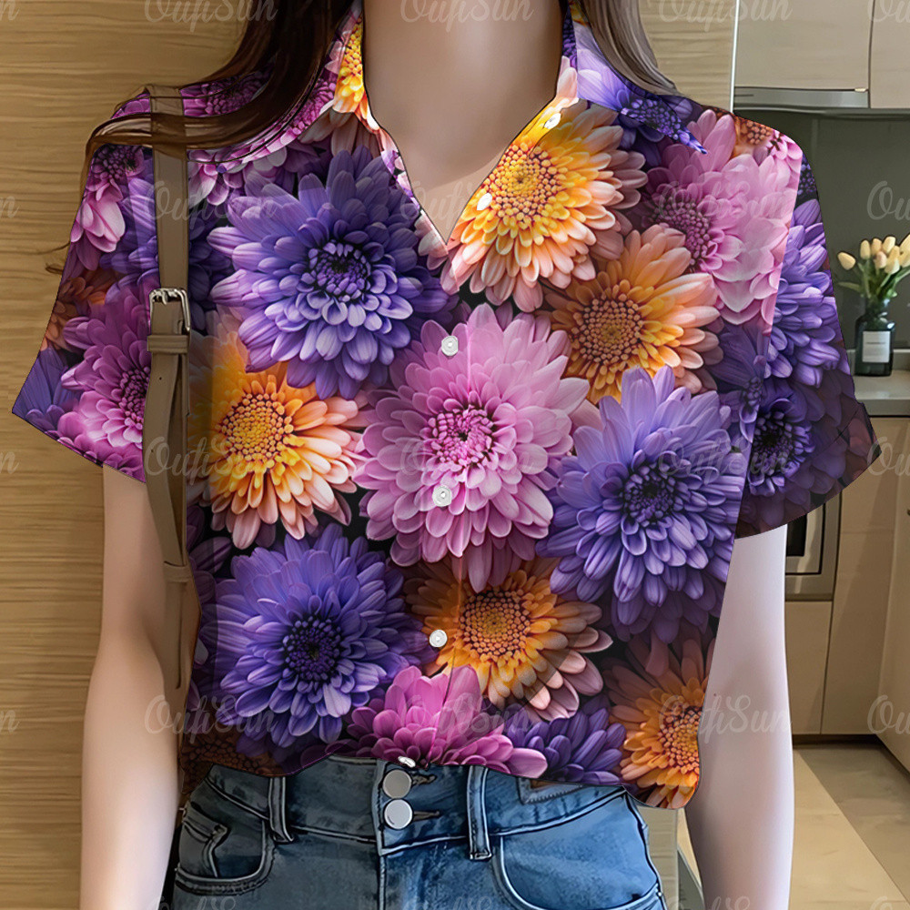 (🔥มีสินค้า จัดส่งภายใน 24 ชั่วโมง🔥) เสื้อฮาวายสตรีทันสมัย2567 เสื้อลายดอกสวยๆ สไตล์รีสอร์ทลำลองทุกวัน เสื้อยืดฤดูร้อนทรงหลวมและระบายอากาศได้ดี - รูปที่ 4