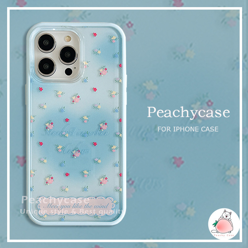 2 in 1 เคสโทรศัพท์มือถืออะคริลิคแข็ง ลายดอกไม้ หัวใจ สีฟ้า ถอดออกได้ สําหรับ iPhone 15 14 13 12 Pro Max 11 15pro