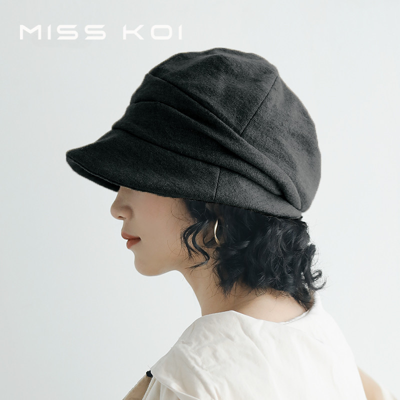 MISSKOI เวอร์ชั่นเกาหลีหมวกสไตล์จีบหญิง Four Seasons หมวกบักเก็ตสไตล์ญี่ปุ่น All-Match หมวกอ่างล้างหน้าหน้าเล็กแปดเหลี่ยม