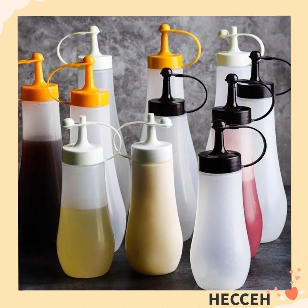 Hecceh ขวดบีบน้ํามันมะกอก ซอสมะเขือเทศ มัสตาร์ด พลาสติก 4 ความจุ 1 ชิ้น