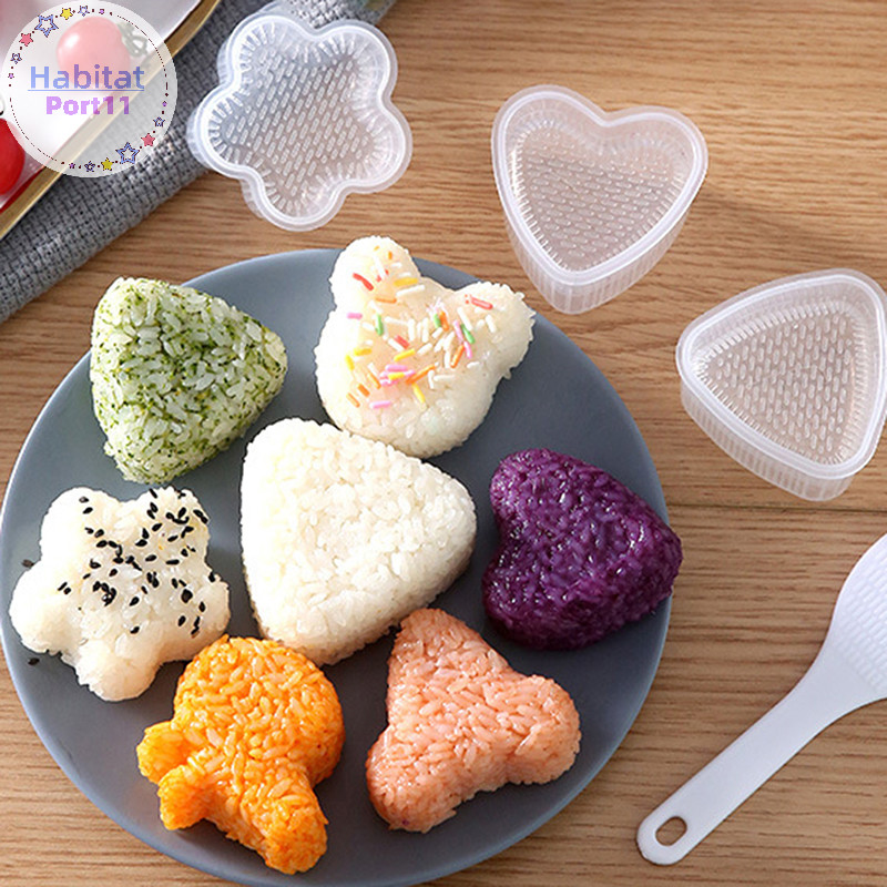 HabitatPort เครื่องทําซูชิแม่พิมพ์ข้าวกดอาหารอุปกรณ์ครัวแซนวิช Nori Onigiri แม่พิมพ์ th