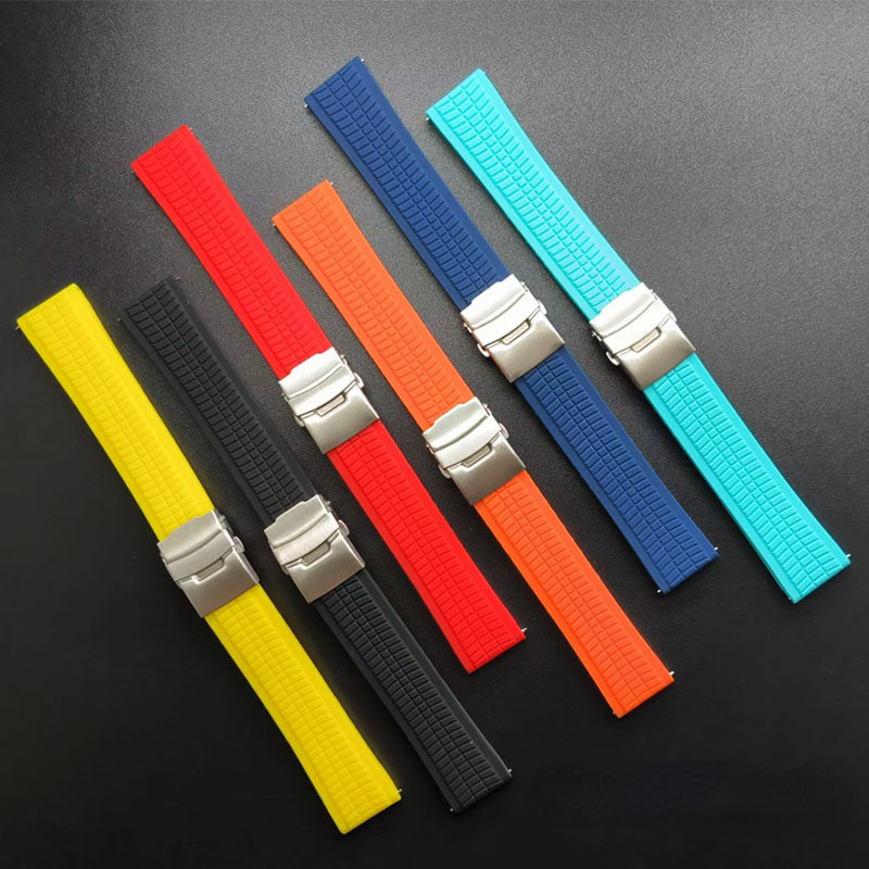 สายนาฬิกาข้อมือซิลิโคน 20 มม. 22 มม. 24 มม. สําหรับ SEIKO Diver Bracelet ผู้ชาย ผู้หญิง สายรัดข้อมือ พร้อมหัวเข็มขัดพับได้