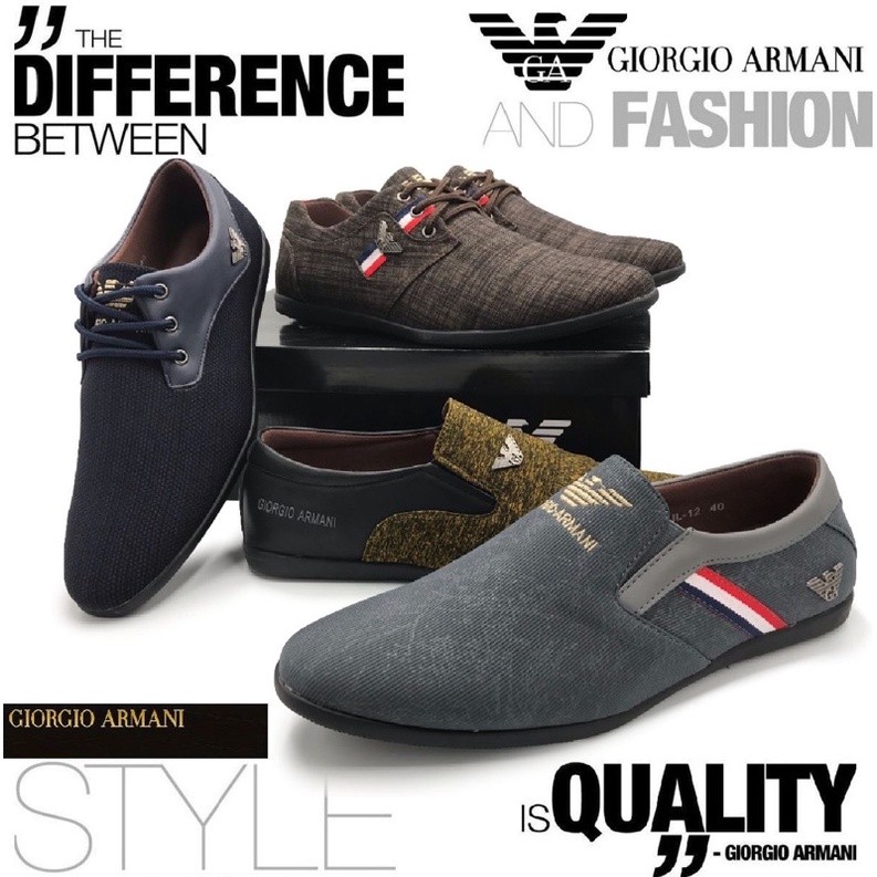 Giorgio Armani Lifestyle-pro Mens Casual Smart Street Loafer รองเท้า Kasut Raya Bergaya Lofer Armani