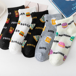 ใหม่การ์ตูนเบอร์เกอร์ถุงเท้าสุภาพสตรีฤดูร้อนบางสั้นหลอดระบาย…