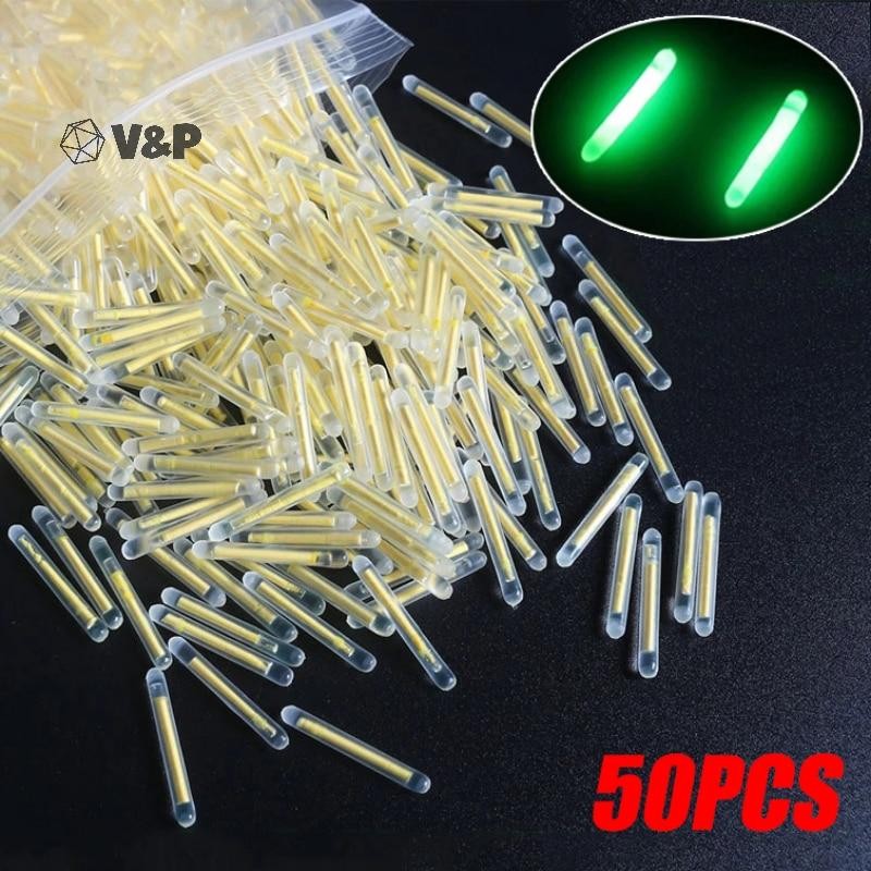 V & P 50 ชิ้น/ล็อต 2.2-4.5 มม.Night Fishing Float Rod ไฟ Dark Glow Stick อุปกรณ์ตกปลาเรืองแสง Lightstick ใหม่