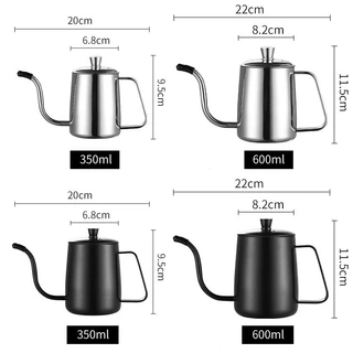☕☕☕พร้อมส่ง กาดริปกาแฟ พร้อมฝาปิด สแตนเลส drip coffee กาน้ำดริปกาแฟ ความจุ 350ml +ที่วัดอุณหภูมิกาแฟ เครื่องวัดอุณหภูมิ