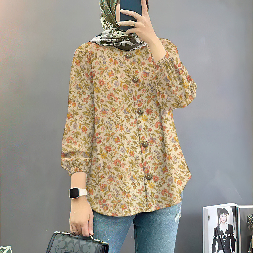 2024 Baju เสื้อผ้ามุสลิม plus ขนาด Baju Raya Vintage ดอกไม้ Muslimah เสื้อ Baju Muslimah เสื้อสไตล์ elegant เสื้อ Muslimah