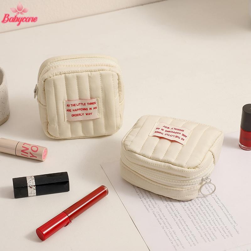 Byce> กระเป๋าเครื่องสําอางผู้หญิงขนาดเล็กสําหรับแต่งหน้าก้อนบรรจุ Travel Organizer Essentials สายชาร์จกระเป๋าเก็บกระเป๋าห้องน้ําสุภาพสตรีใหม่