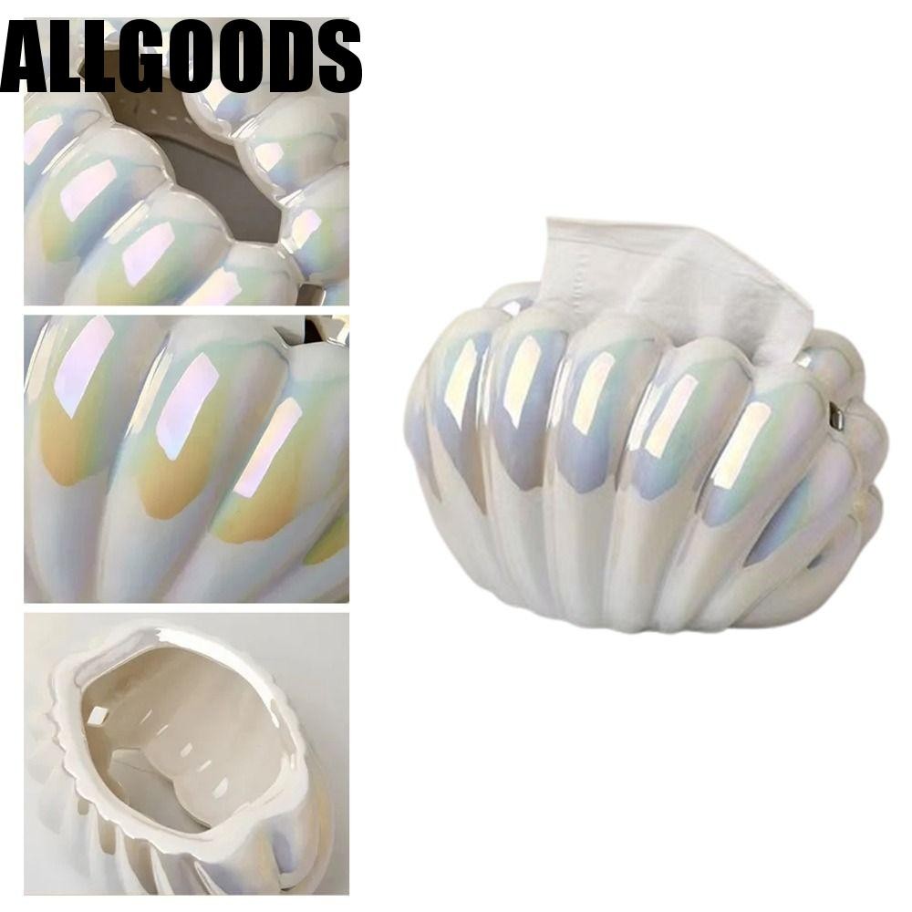 Allgoods กล่องกระดาษเช็ดปาก, Nordic น่ารักกล่องกระดาษทิชชูเซรามิค,โมเดิร์นครีมสไตล์ Shell รูป Creative ผู้ถือผ้าเช็ดปากห้องนั่งเล่น