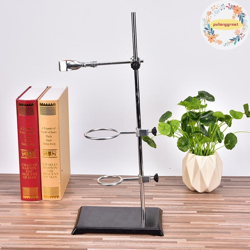 Pufanggreat 50 ซม.ห้องปฏิบัติการเคมี Retort ฐานขาตั้งรองรับ Lab Flask Clamp + 3 แหวน Clamp
 ไทย