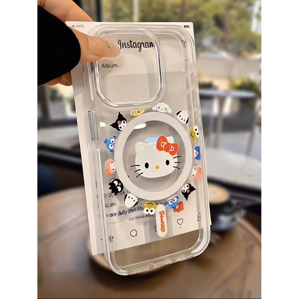 เคส แม่เหล็ก ชาร์ตได้ สำหรับ iPhone 11,12,13,14,15 Pro Plus Promax Xr Xs Max 16 16Pro 16Promax เคสใส ลายการ์ตูน น่ารัก