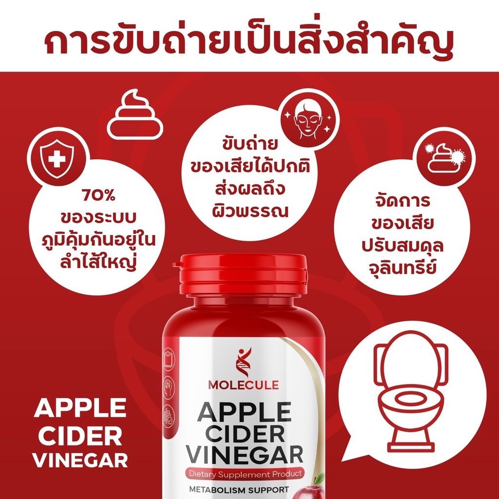 🔥ของแท้‼️ ส่งฟรี แอปเปิ้ลไซเดอร์ แบบเม็ดทานง่าย  Molecule Apple Cider Vinegar 🍎 มีส่วนช่วยในการลดน้ำหนักช่วยย่อยอาหาร