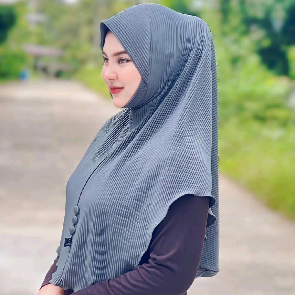 ฮิญาบสวมสำเร็จรูปพลีทหน้านิ่มทรงไข่ ลำลอง