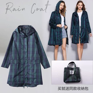 แฟชั่นคลาสสิกลายสก๊อตซิป+เข็มขัดผอมเสื้อกันฝนเกาหลีสไตล์ญี่ปุ่นผู้ใหญ่ยาวเสื้อกันลมกันน้ํา กันลม พื้นที่จัดเก็บ| ผู้ชายผู้หญิงสไตล์เดียวกัน| อุปกรณ์เสริมหลายสี| Outdoor Cycling Hiking Must-Have| พร้อมกระเป๋าจัดเก็บ