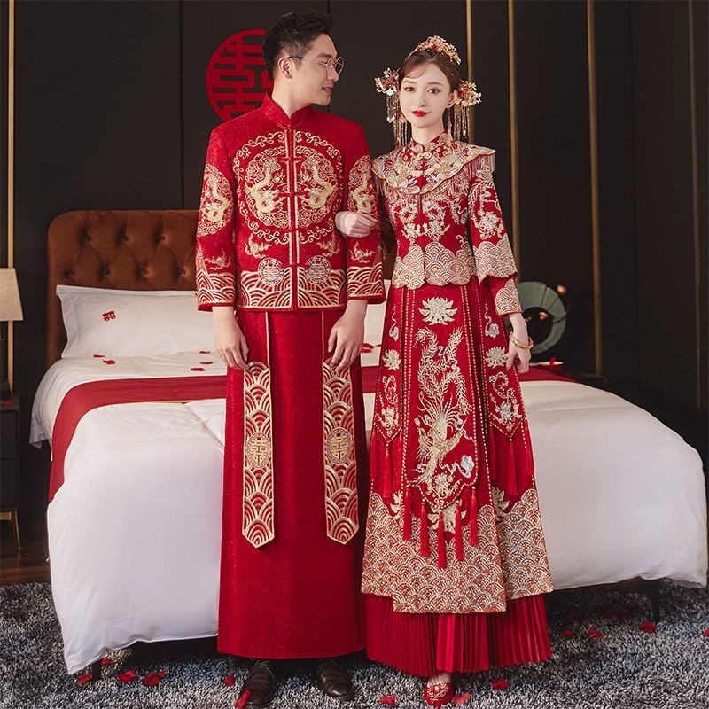 Xiuhe ชุดเดรสเจ้าสาว สไตล์จีน สําหรับเจ้าสาว 2024