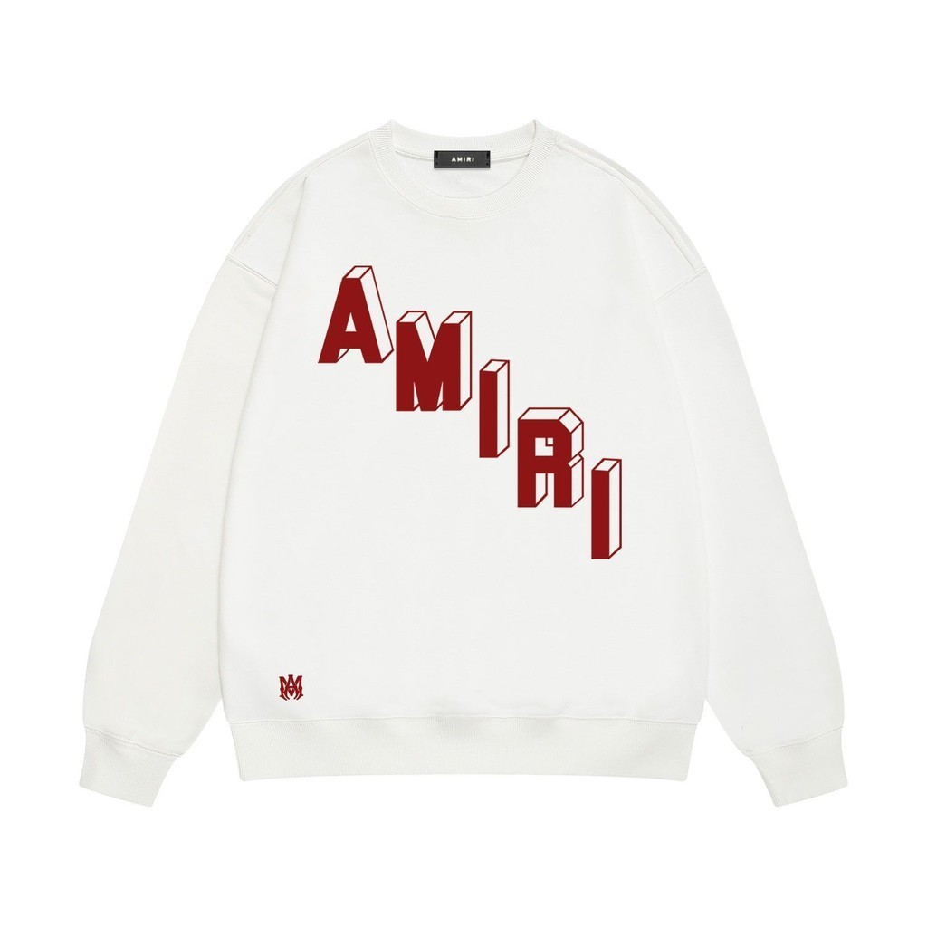 Amiri Niche อินเทรนด์ Street Wear ฤดูใบไม้ร่วงฤดูหนาว Simple สามมิติการพิมพ์หมายเลขตัวอักษรผู้ชายผู้หญิง All-Ma