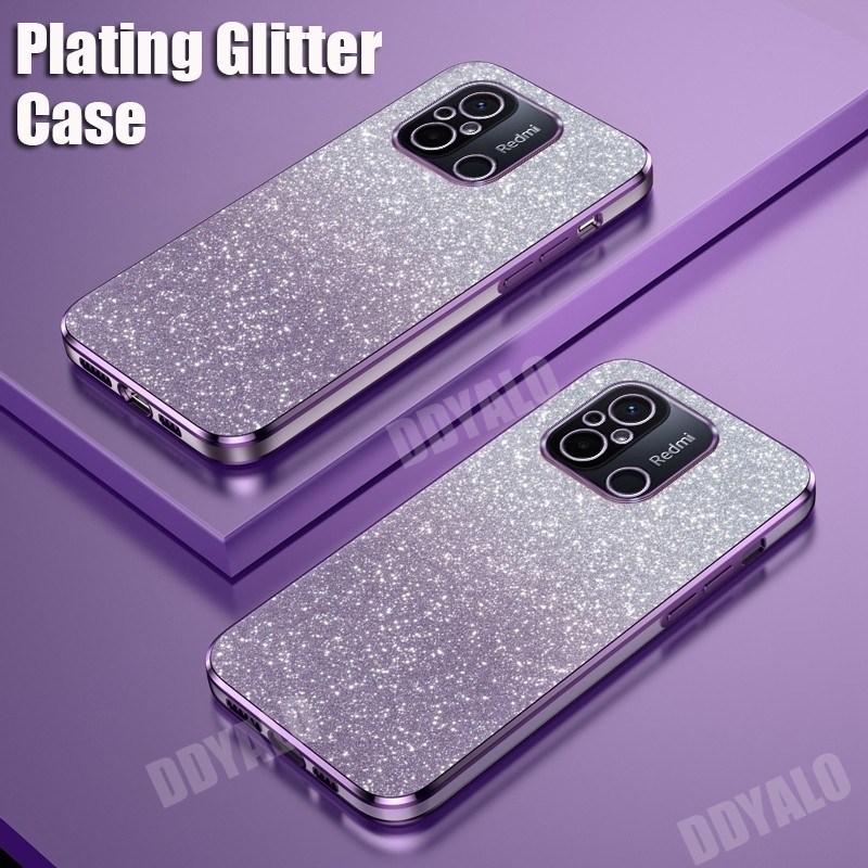 เคสโทรศัพท์มือถือ ซิลิโคนนุ่ม ใส แต่งกลิตเตอร์ ไล่โทนสี สําหรับ Xiaomi Redmi 12 12C 13C 10C 10A 9C 9A 10 4G 2022