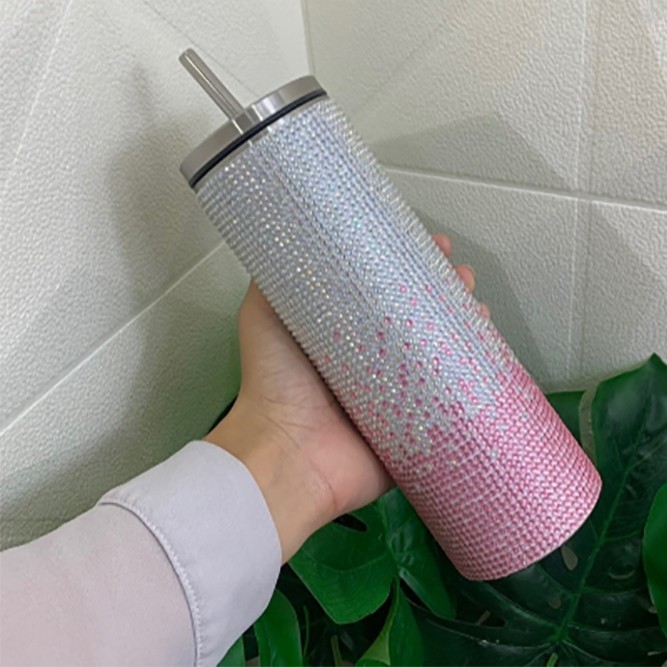 พร้อมส่ง3.3 แก้วเพชร เก็บความเย็น กระบอกน้ำสแตนเลส304 พกพาง่าย 600ml สวยหรู ดูแพง COD