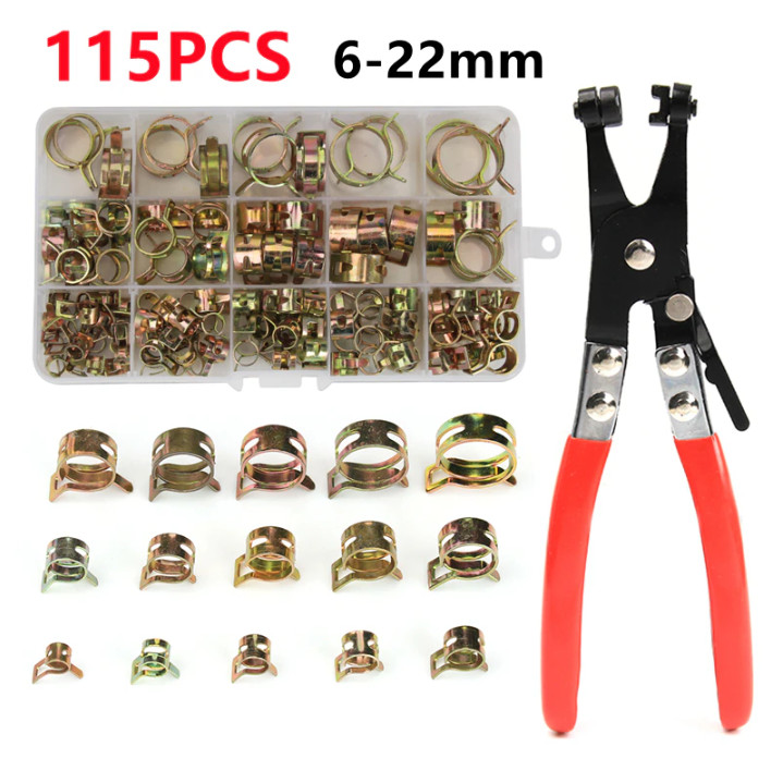 MOVATEK มาตรฐานยุโรป กิ๊ปรัดสปริง ทุกไซส์ 6-22มิล ชุดละ115ชิ้น เข็มขัดรัดท่อ แคลมป์รัดแบบสปริง