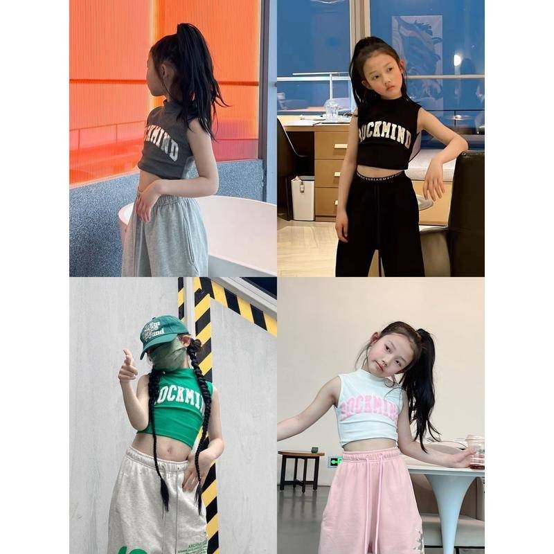[KeDaYa] พร้อมส่ง เสื้อครอปสไตล์อเมริกันสำหรับเด็ก แฟชั่นเกาหลี Y2K OOTD ชุดเต้นแจ๊ส ท็อปแท็งค์สำหรับเด็กสาว สไตล์ฮิปฮอป