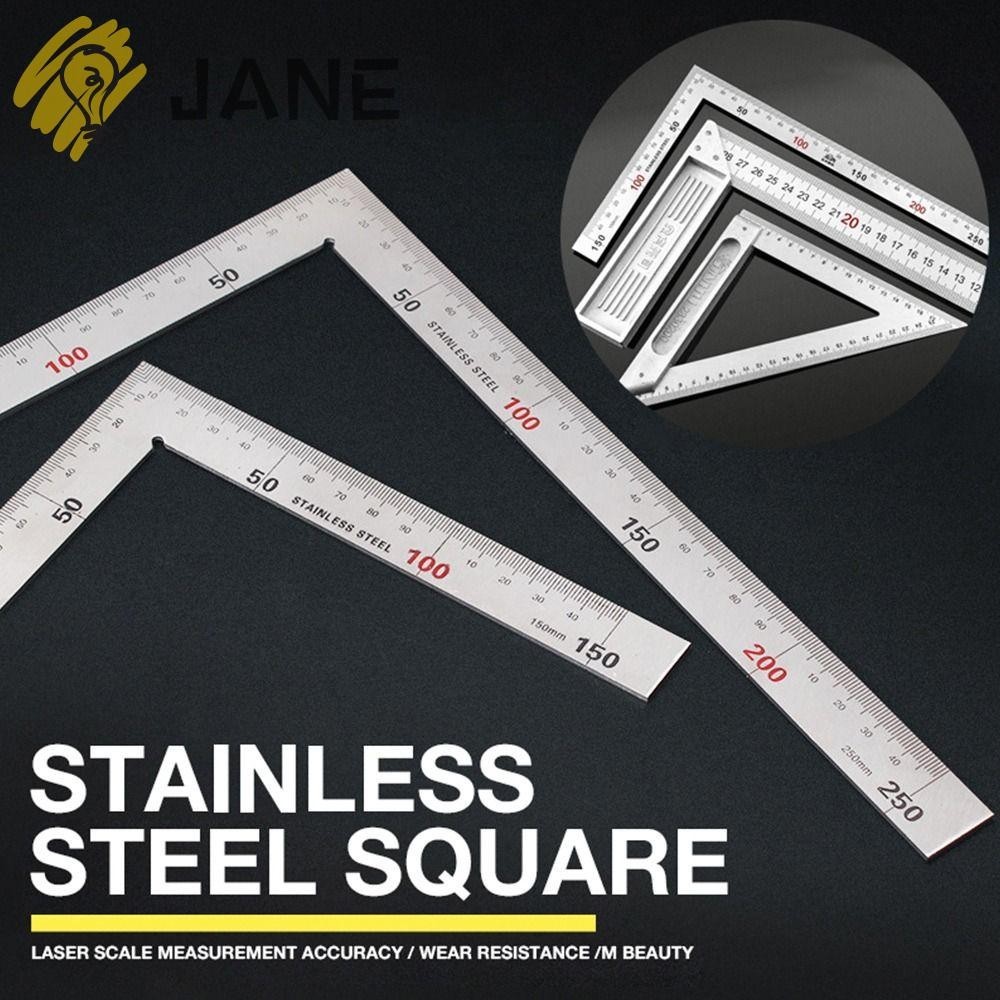 Jane ไม้บรรทัดสเตนเลส วัดมุมฉาก สเกลสองด้าน 30 50 ซม. สําหรับงานไม้