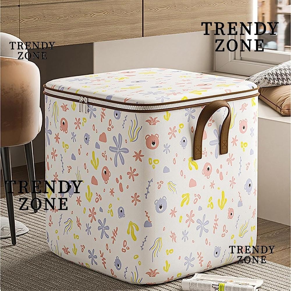 Trendyzone ถังเก็บเสื้อผ้า พับได้ พร้อมหูหิ้ว ทนทาน ขนาดใหญ่ สําหรับจัดระเบียบเสื้อผ้า ตุ๊กตาหมีน่ารัก