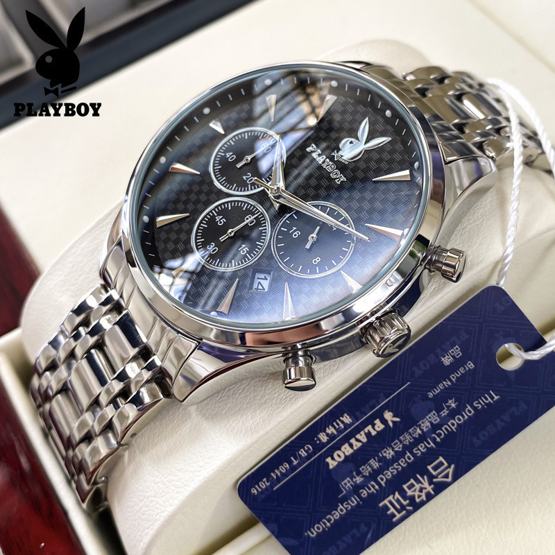 Playboy Watch 8881 (ของแท้ 100%) นาฬิกาข้อมือควอทซ์ เรืองแสง กันน้ํา ระดับไฮเอนด์ สําหรับผู้ชาย