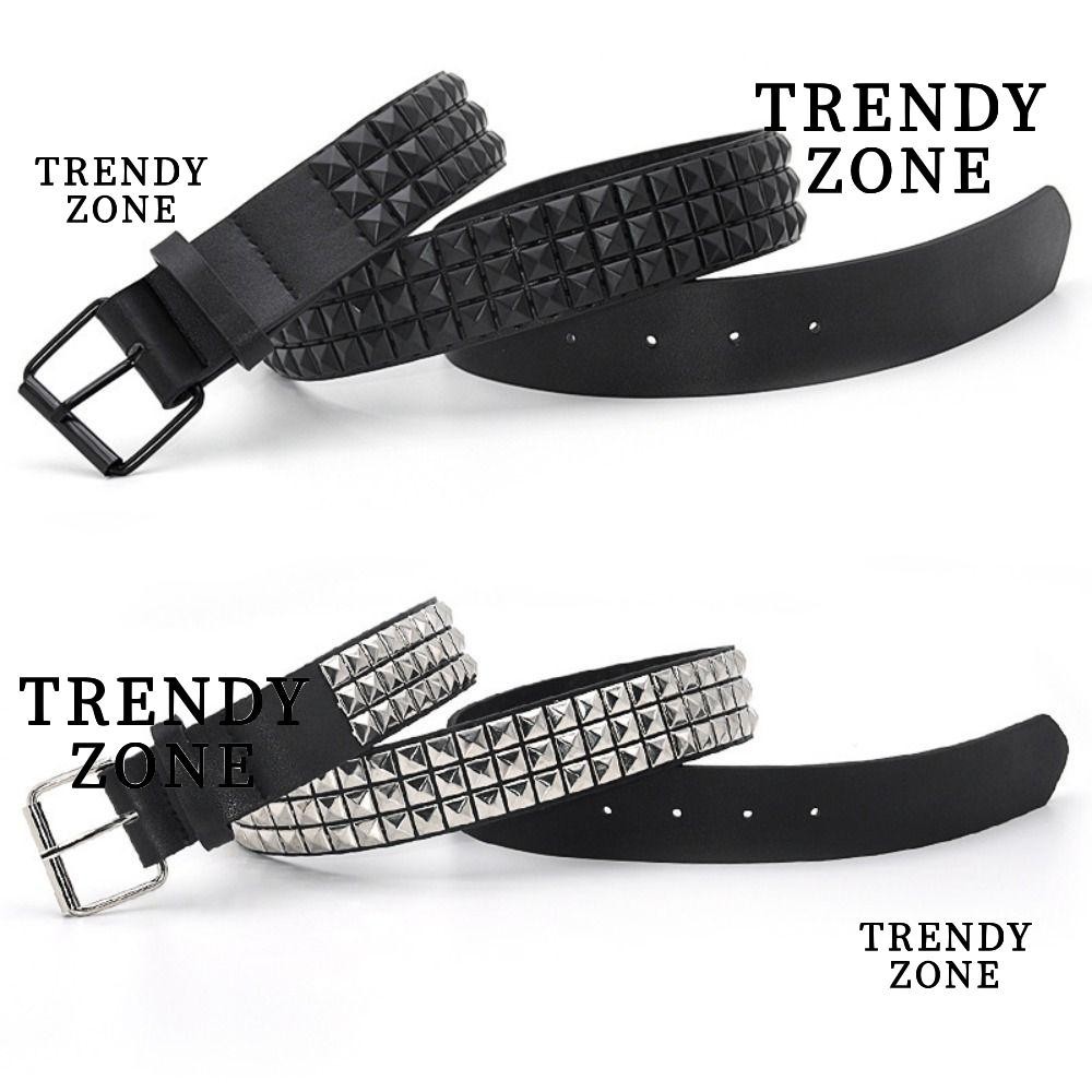 Trendyzone เข็มขัดหมุดย้ํา ดีไซน์หรูหรา หัวเข็มขัดอเนกประสงค์ สายรัดเอว ลําลอง