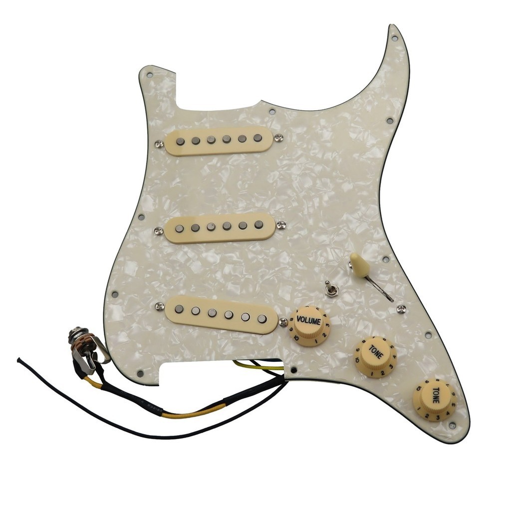 HS-(จัดส่งฟรี)Pickups Guitar Alnico 5 Pickups SSS Single Coils Pickups Load Pickguard /Yellow Pickup