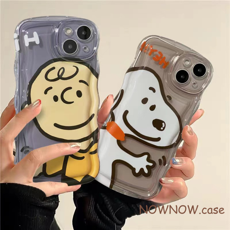 ใช้งานร่วมกับสําหรับiphone 15 14 13 12 11 Pro MAX X XR XS MAX 7 8 Plusการ์ตูนน่ารักและSilly Snoopyเพื่อนที่ดีที่สุดเคสโทรศัพท์คู่ขอบหยักปกอ่อน