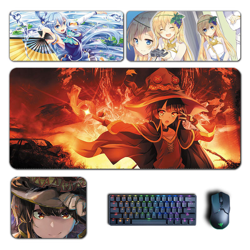 แผ่นรองเมาส์ ลายการ์ตูนอนิเมะ KonoSuba God's Blessing on This Wonderful World Megumin Aqua Lalatina อุปกรณ์เสริม สําหรับคอมพิวเตอร์ตั้งโต๊ะ